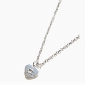 NWT Coach Silver Heart Pendant Necklace With "C" Accent